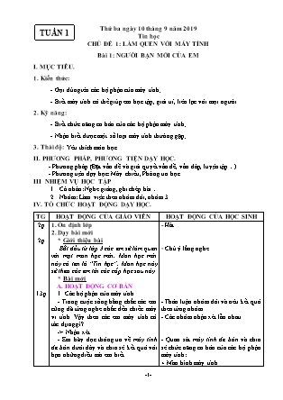 Giáo án Tin học Lớp 3 - Chương trình cả năm - Năm học 2019-2020