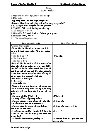 Giáo án Toán Lớp 3 - Bảng nhân 7 - Nguyễn Quỳnh Hương