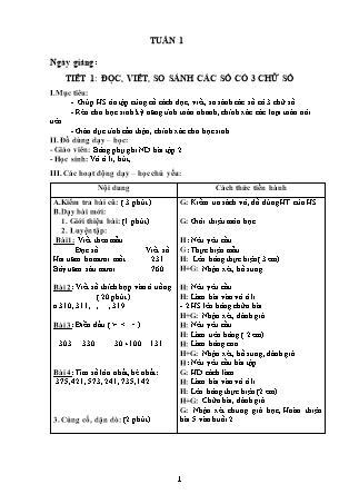 Giáo án Toán Lớp 3 - Chương trình cả năm