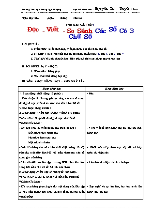 Giáo án Toán Lớp 3 - Chương trình học kì 1 - Nguyễn Thị Tuyết Hoa