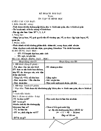 Giáo án Toán Lớp 3 - Ôn tập về hình học (Bản hay)