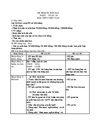 Giáo án Toán Lớp 3 - Tuần 20: Tiền Việt Nam