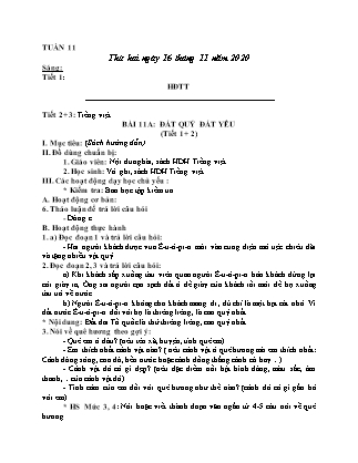 Giáo án Toán và Tiếng Việt Lớp 3 - Tuần 11 - Năm học 2020-2021