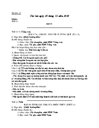 Giáo án Toán và Tiếng Việt Lớp 3 - Tuần 17 - Năm học 2020-2021