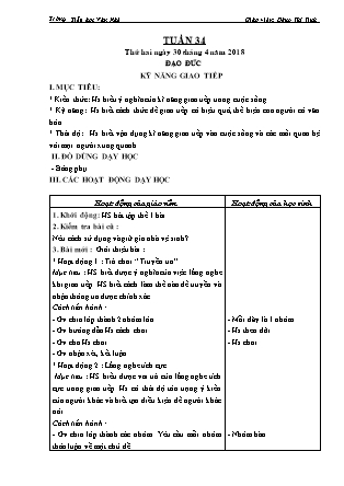 Giáo án Tổng hợp các môn Lớp 3 buổi chiều - Tuần 34 - Năm học 2017-2018 - Đặng Văn Tỉnh