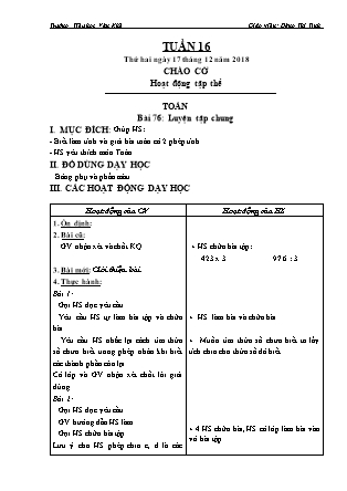 Giáo án Tổng hợp các môn Lớp 3 buổi sáng - Tuần 16 - Năm học 2018-2019 - Đặng Văn Tỉnh