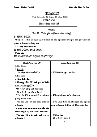 Giáo án Tổng hợp các môn Lớp 3 buổi sáng - Tuần 17 - Năm học 2018-2019 - Đặng Văn Tỉnh