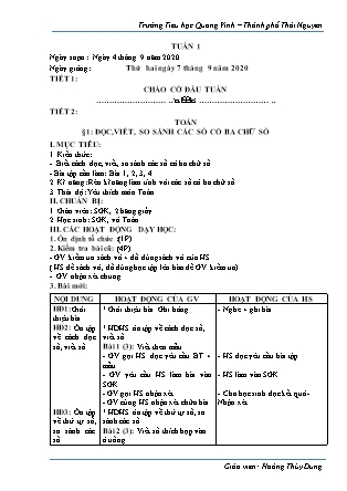 Giáo án Tổng hợp các môn Lớp 3 - Tuần 1 - Năm học 2020-2021 - Hoàng Thùy Dung