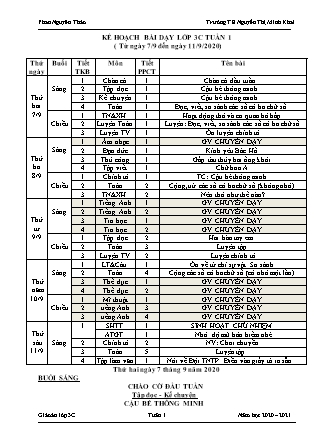 Giáo án Tổng hợp các môn Lớp 3 - Tuần 1 - Năm học 2020-2021 - Phan Nguyên Thảo