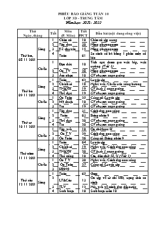 Giáo án Tổng hợp các môn Lớp 3 - Tuần 10 - Năm học 2021-2022 (Bản hay)