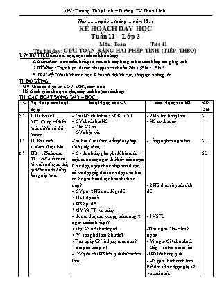 Giáo án Tổng hợp các môn Lớp 3 - Tuần 11 - Năm học 2021-2022 - Trương Thùy Linh