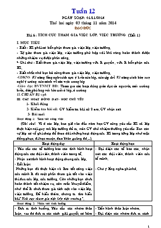 Giáo án Tổng hợp các môn Lớp 3 - Tuần 12 - Năm học 2014-2015