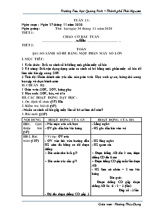 Giáo án Tổng hợp các môn Lớp 3 - Tuần 13 - Năm học 2020-2021 - Hoàng Thùy Dung