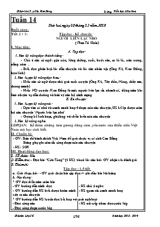 Giáo án Tổng hợp các môn Lớp 3 - Tuần 14 - Năm học 2018-2019 - Tào Thị Kim Dung