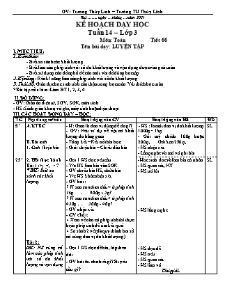 Giáo án Tổng hợp các môn Lớp 3 - Tuần 14 - Năm học 2021-2022 - Trương Thùy Linh