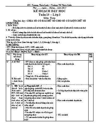 Giáo án Tổng hợp các môn Lớp 3 - Tuần 15 - Năm học 2021-2022 - Trương Thùy Linh