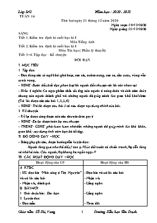 Giáo án Tổng hợp các môn Lớp 3 - Tuần 16 - Năm học 2020-2021 - Tô Thị Vang