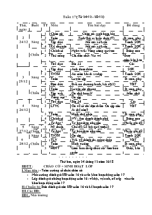 Giáo án Tổng hợp các môn Lớp 3 - Tuần 17 - Năm học 2018-2019