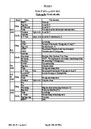 Giáo án Tổng hợp các môn Lớp 3 - Tuần 2 - Năm học 2013-2014 - Nguyễn Thị Lệ Thủy