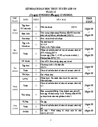 Giáo án Tổng hợp các môn Lớp 3 - Tuần 23 - Năm học 2021-2022 (Bản đẹp)