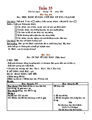 Giáo án Tổng hợp các môn Lớp 3 - Tuần 35 - Năm học 2014-2015 (Bản hay)