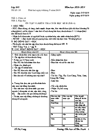Giáo án Tổng hợp các môn Lớp 3 - Tuần 35 - Năm học 2018-2019 - Tô Thị Vang