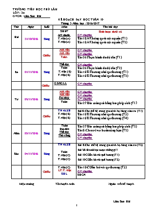 Kế hoạch bài dạy Lớp 3 VNEN - Tuần 10 - Năm học 2016-2017 - Lâm Sơn Hải