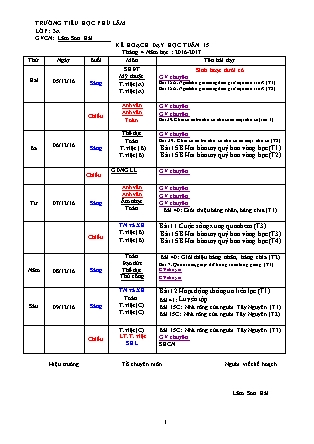 Kế hoạch bài dạy Lớp 3 VNEN - Tuần 15 - Năm học 2016-2017 - Lâm Sơn Hải