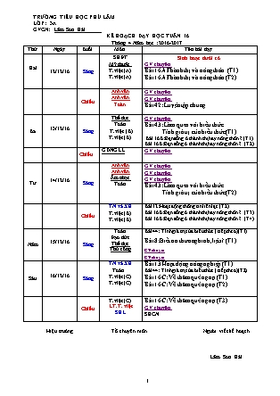 Kế hoạch bài dạy Lớp 3 VNEN - Tuần 16 - Năm học 2016-2017 - Lâm Sơn Hải