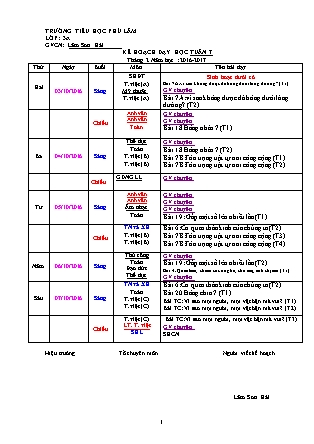 Kế hoạch bài dạy Lớp 3 VNEN - Tuần 7 - Năm học 2016-2017 - Lâm Sơn Hải