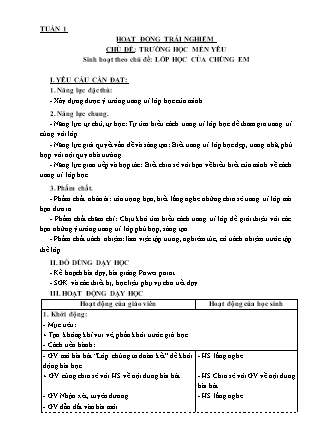 Giáo án Hoạt động trải nghiệm Lớp 3 - Chủ đề: Trường học mến yêu