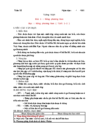 Kế hoạch bài dạy Tiếng Việt Lớp 3 Sách Chân trời sáng tạo - Học kỳ II - Tuần 28