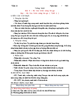 Kế hoạch bài dạy Tiếng Việt Lớp 3 Sách Chân trời sáng tạo - Học kỳ II - Tuần 33, Bài 4: Đi tàu trên sông Vo-ga