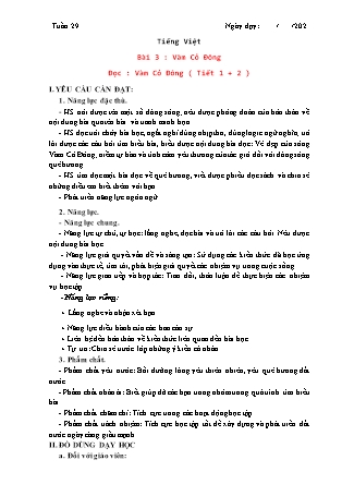 Kế hoạch bài dạy Tiếng Việt Lớp 3 Sách Chân trời sáng tạo - Học kỳ II - Tuần 29, Bài 3: Vàm Cỏ Đông