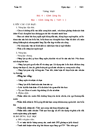 Kế hoạch bài dạy Tiếng Việt Lớp 3 Sách Chân trời sáng tạo - Học kỳ II - Tuần 29, Bài 4: Cảnh làng Dạ