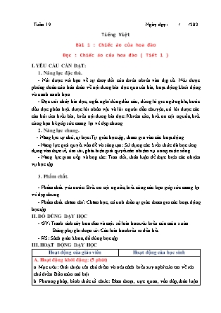 Kế hoạch bài dạy Tiếng Việt Lớp 3 Sách Chân trời sáng tạo - Tuần 19