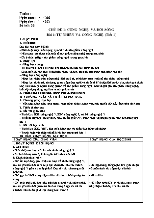 Giáo án Công nghệ Lớp 3 Sách Chân trời sáng tạo - Tuần 1 đến tuần 8