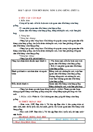 Giáo án Đạo đức Lớp 3 Sách Chân trời sáng tạo - Tuần 17 - Bài 7: Quan tâm đến hàng xóm láng giềng (Tiết 3)