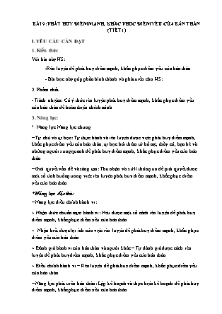 Giáo án Đạo đức Lớp 3 Sách Chân trời sáng tạo - Tuần 22 - Bài 9: Phát huy điểm mạnh, khắc phục điểm yếu của bản thân (Tiết 1)