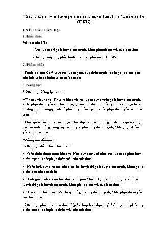 Giáo án Đạo đức Lớp 3 Sách Chân trời sáng tạo - Tuần 23 - Bài 9: Phát huy điểm mạnh, khắc phục điểm yếu của bản thân (Tiết 2)