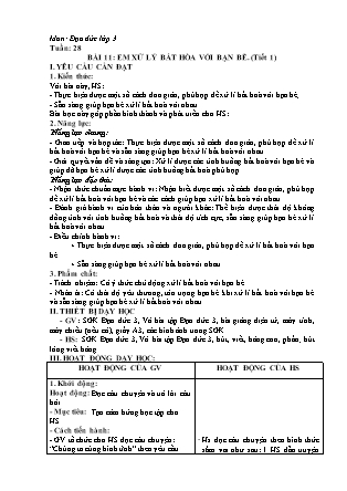 Giáo án Đạo đức Lớp 3 Sách Chân trời sáng tạo - Tuần 27 - Bài 11: Em xử lý bất hòa với bạn bè (Tiết 1)