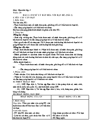 Giáo án Đạo đức Lớp 3 Sách Chân trời sáng tạo - Tuần 28 - Bài 11: Em xử lý bất hòa với bạn bè (Tiết 2)