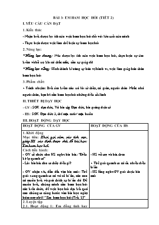 Giáo án Đạo đức Lớp 3 Sách Chân trời sáng tạo - Tuần 6 - Bài 3: Em ham học hỏi (Tiết 2)