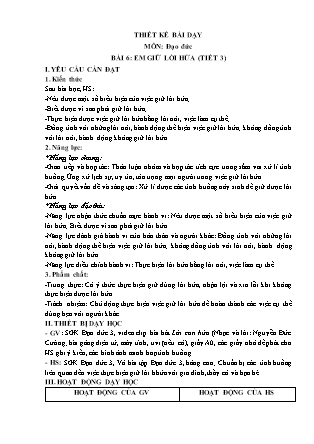 Giáo án Đạo đức Lớp 3 - Tuần 14, Bài 6: Em giữ lời hứa (Tiết 3)