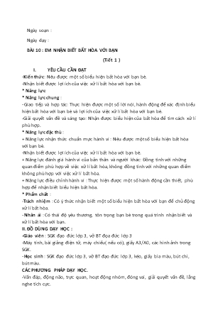 Giáo án Đạo đức Lớp 3 - Tuần 25, Bài 10: Em nhận biết bất hòa với bạn (Tiết 1)