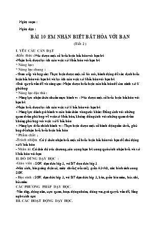 Giáo án Đạo đức Lớp 3 - Tuần 26, Bài 10: Em nhận biết bất hòa với bạn (Tiết 2)