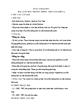 Giáo án Đạo đức Lớp 3 - Tuần 34, Bài 14: Tự hào truyền thống Việt Nam (Tiết 2)