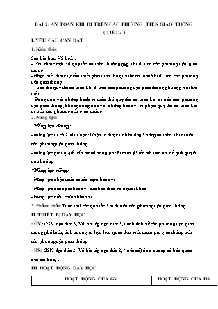 Giáo án Đạo đức Lớp 3 - Tuần 4, Bài 2: An toàn khi đi trên các phương tiện giao thông (Tiết 2)