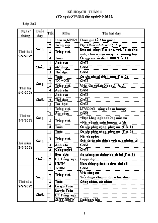 Giáo án điện tử Lớp 3 - Tuần 01 - Năm học 2022-2023 (Bản đẹp)