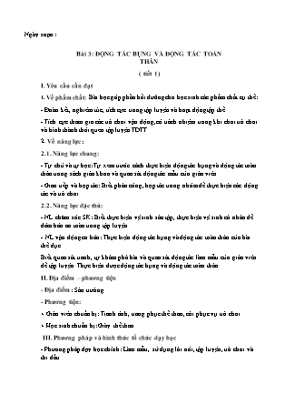 Giáo án Giáo dục thể chất Lớp 3 - Chủ đề 2: Bài tập thể dục - Bài 3: Động tác bụng và động tác toàn thân (Tiết 1)